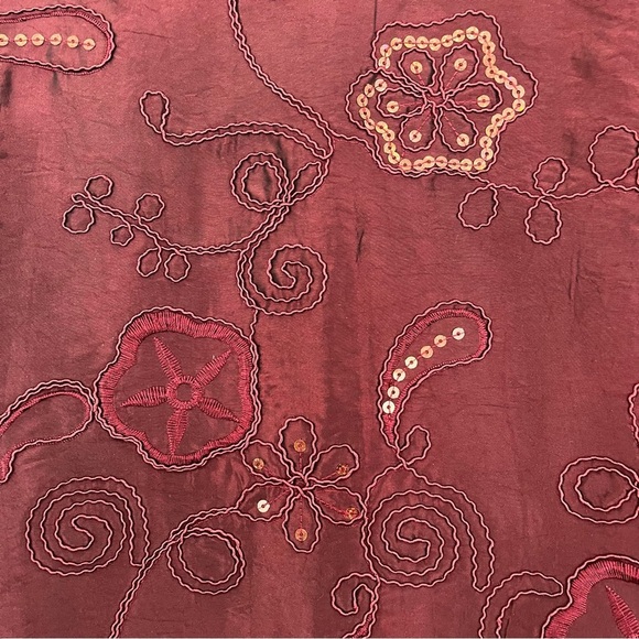 Susan Graver Style Burgundy Sequin Embroidered Jacket - Picture 8 of 14